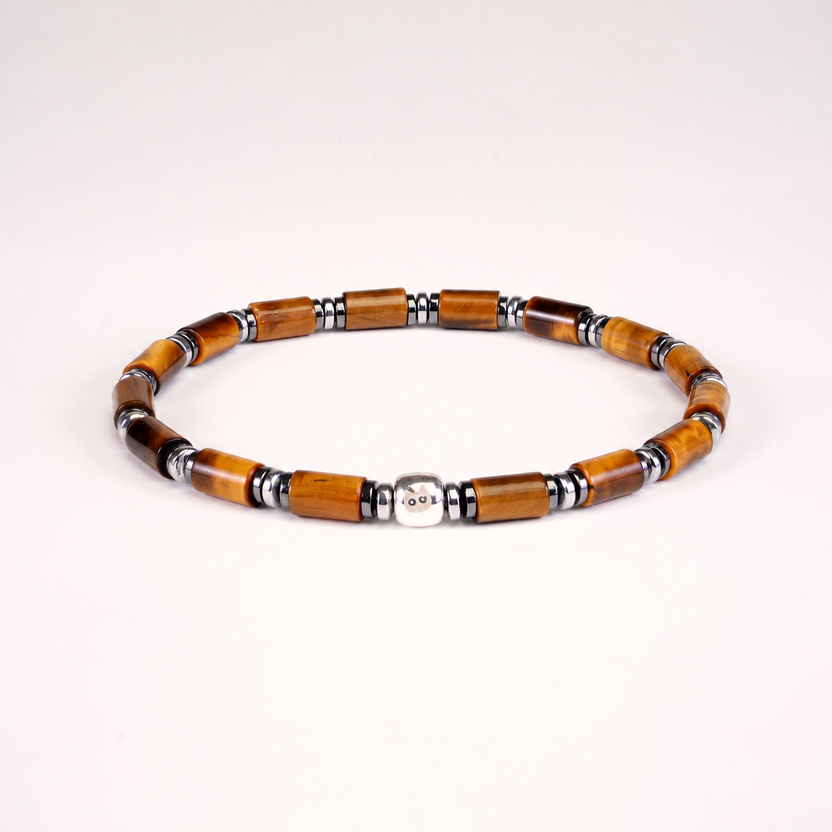 Amber Axis — Tiger’s Eye & Silver-Tone Bracelet — view 1