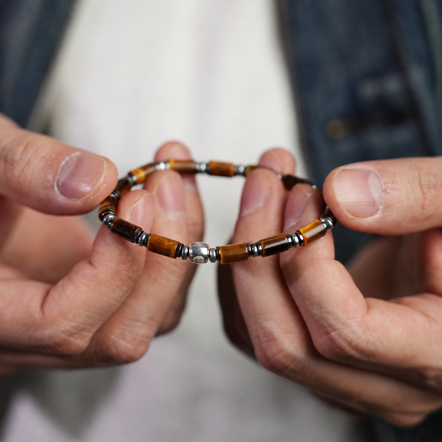 Amber Axis — Tiger’s Eye & Silver-Tone Bracelet — view 2
