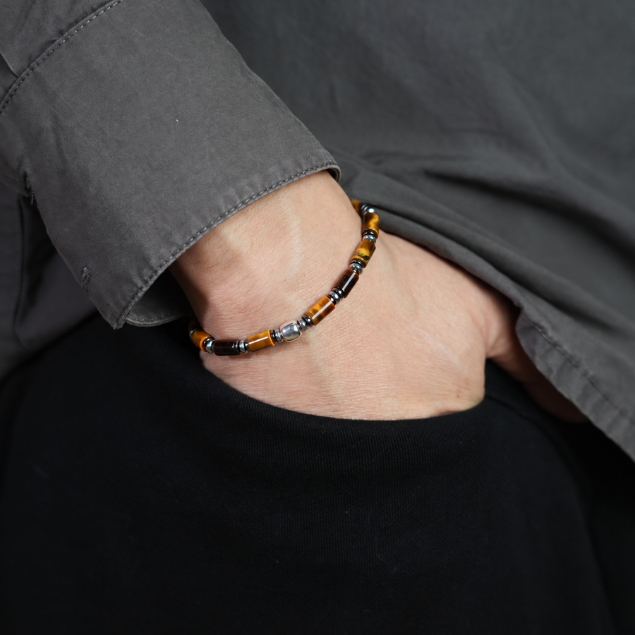 Amber Axis — Tiger’s Eye & Silver-Tone Bracelet — view 3