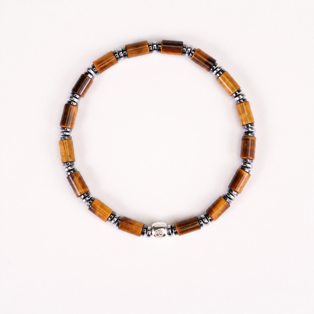 Amber Axis — Tiger’s Eye & Silver-Tone Bracelet — view 4