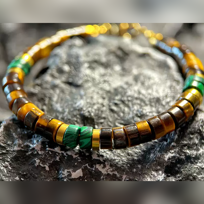 Malachite Rhythm — Malachite & Tiger’s Eye Bracelet — view 1