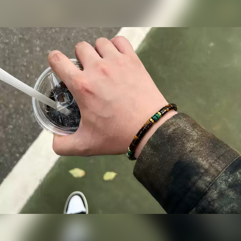 Malachite Rhythm — Malachite & Tiger’s Eye Bracelet — view 2