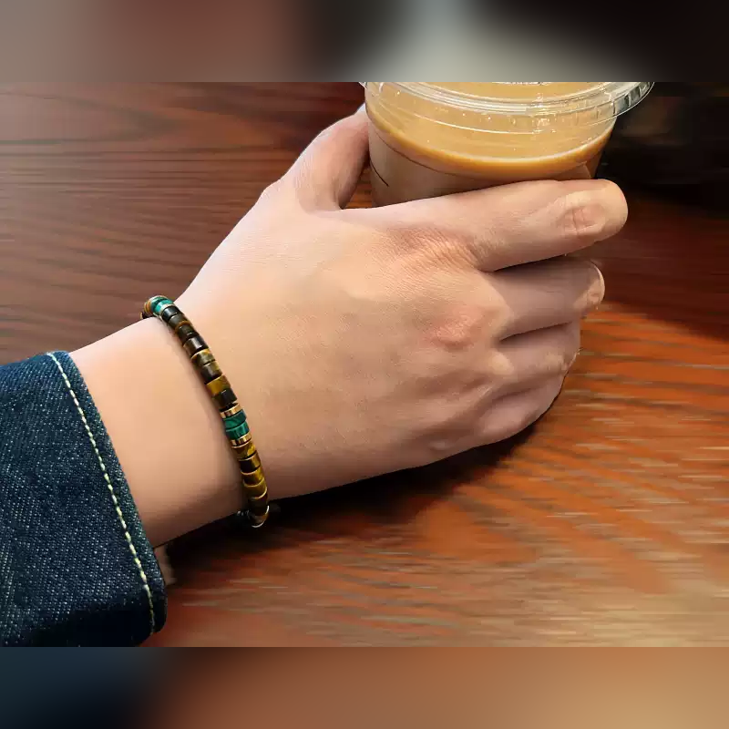 Malachite Rhythm — Malachite & Tiger’s Eye Bracelet — view 4