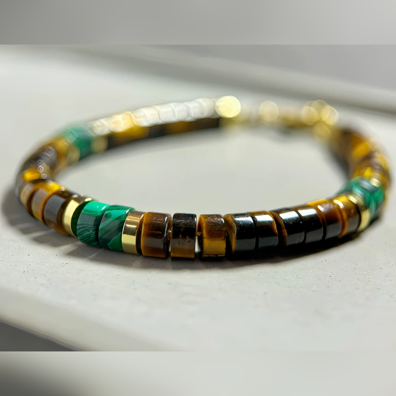 Malachite Rhythm — Malachite & Tiger’s Eye Bracelet — view 5