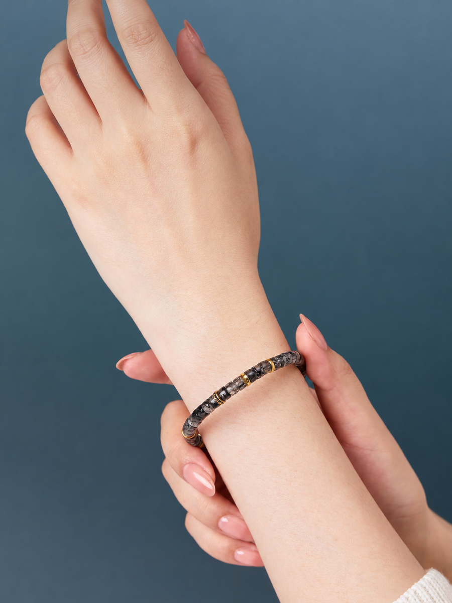Nocturne Line — Black Rutilated Quartz Bracelet — view 2