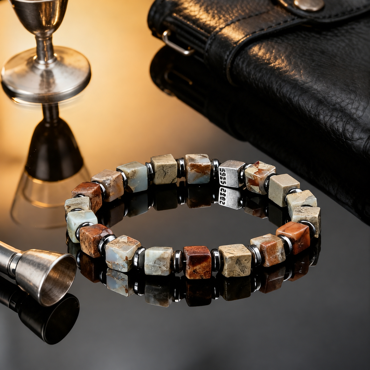 Stone Mosaic — Mixed Square-Bead Bracelet — view 3