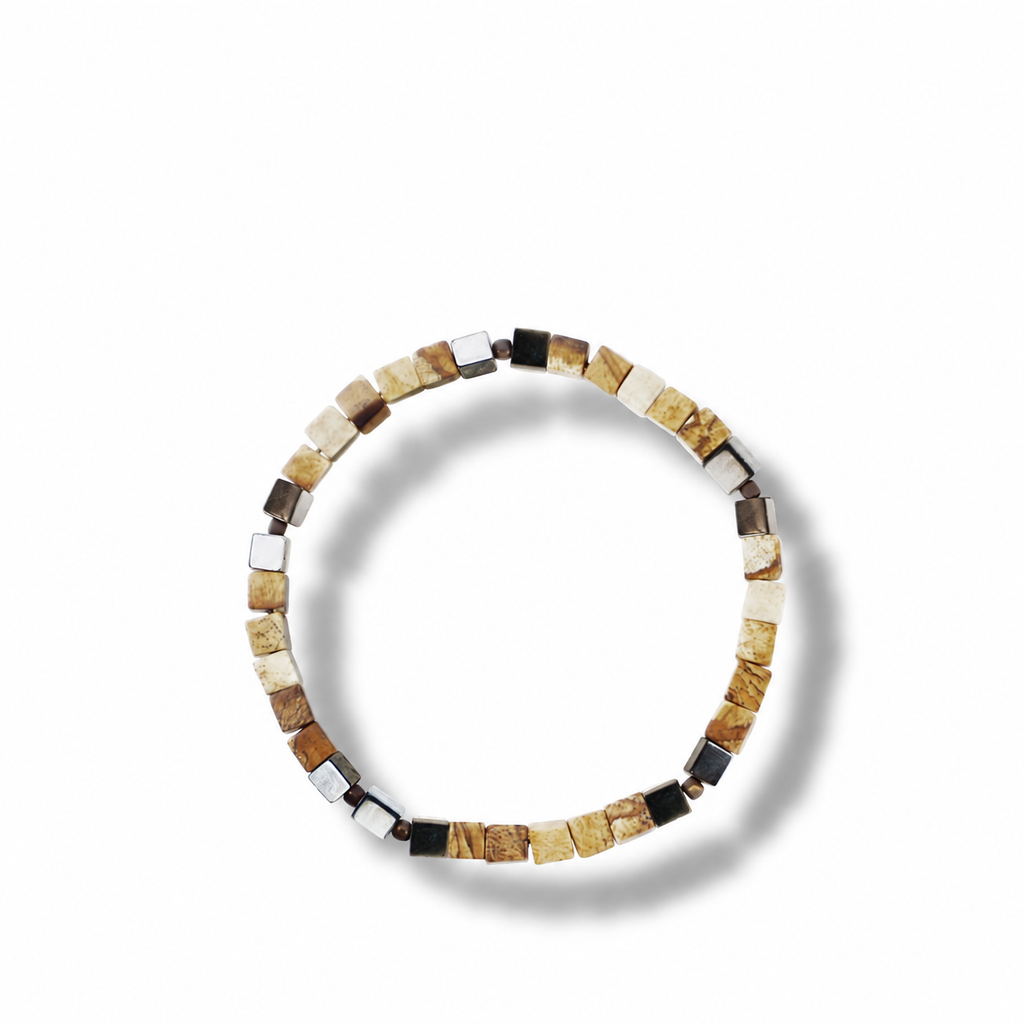Strata Ochre — Square-Bead Bracelet — view 1