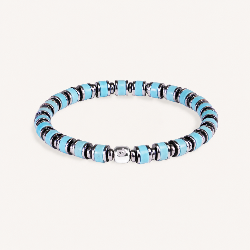 Tide Disc — Turquoise & Silver-Tone Bracelet — view 1