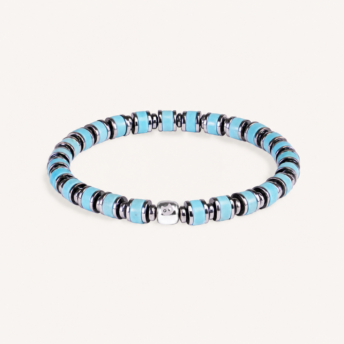 Tide Disc — Turquoise & Silver-Tone Bracelet — view 1
