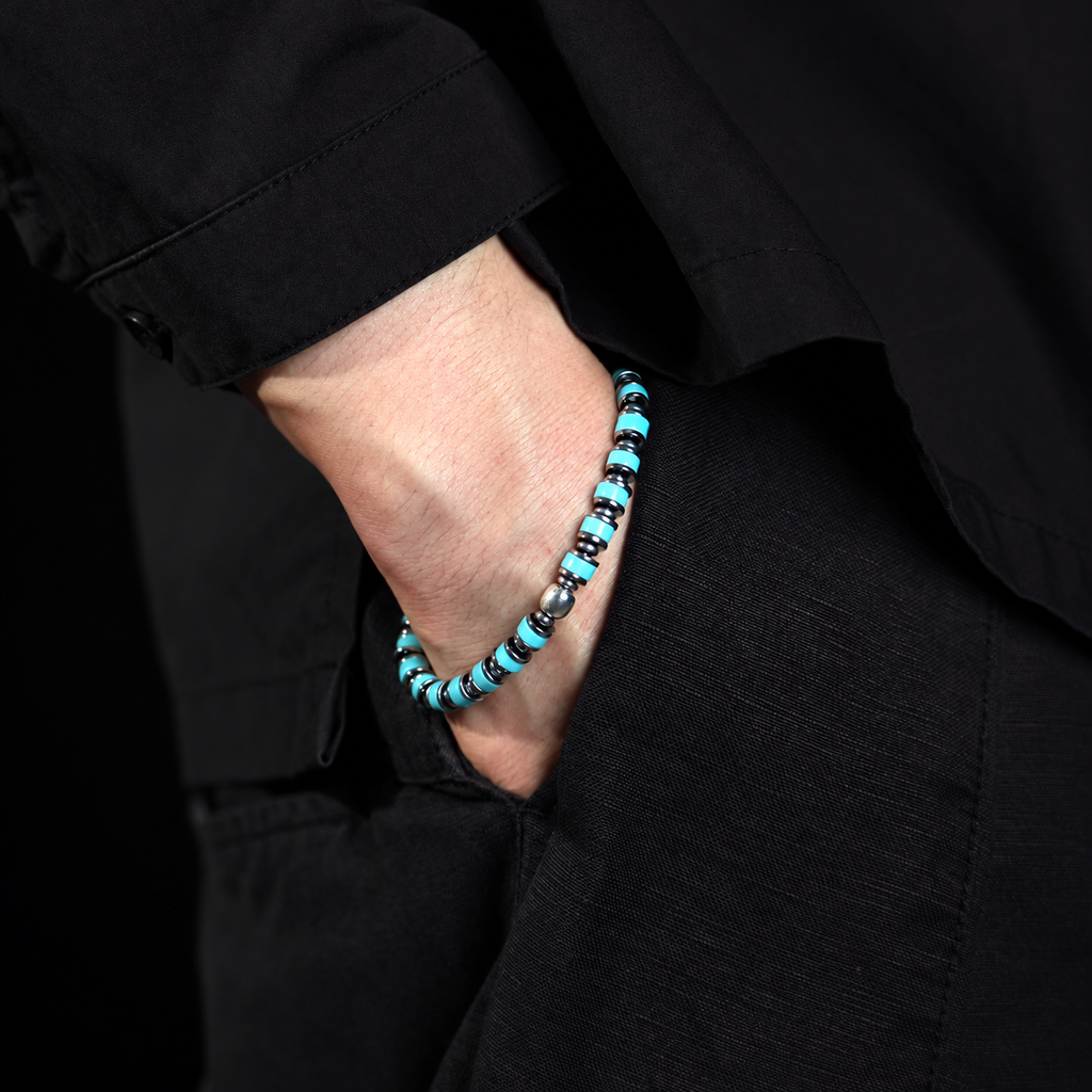 Tide Disc — Turquoise & Silver-Tone Bracelet — view 2