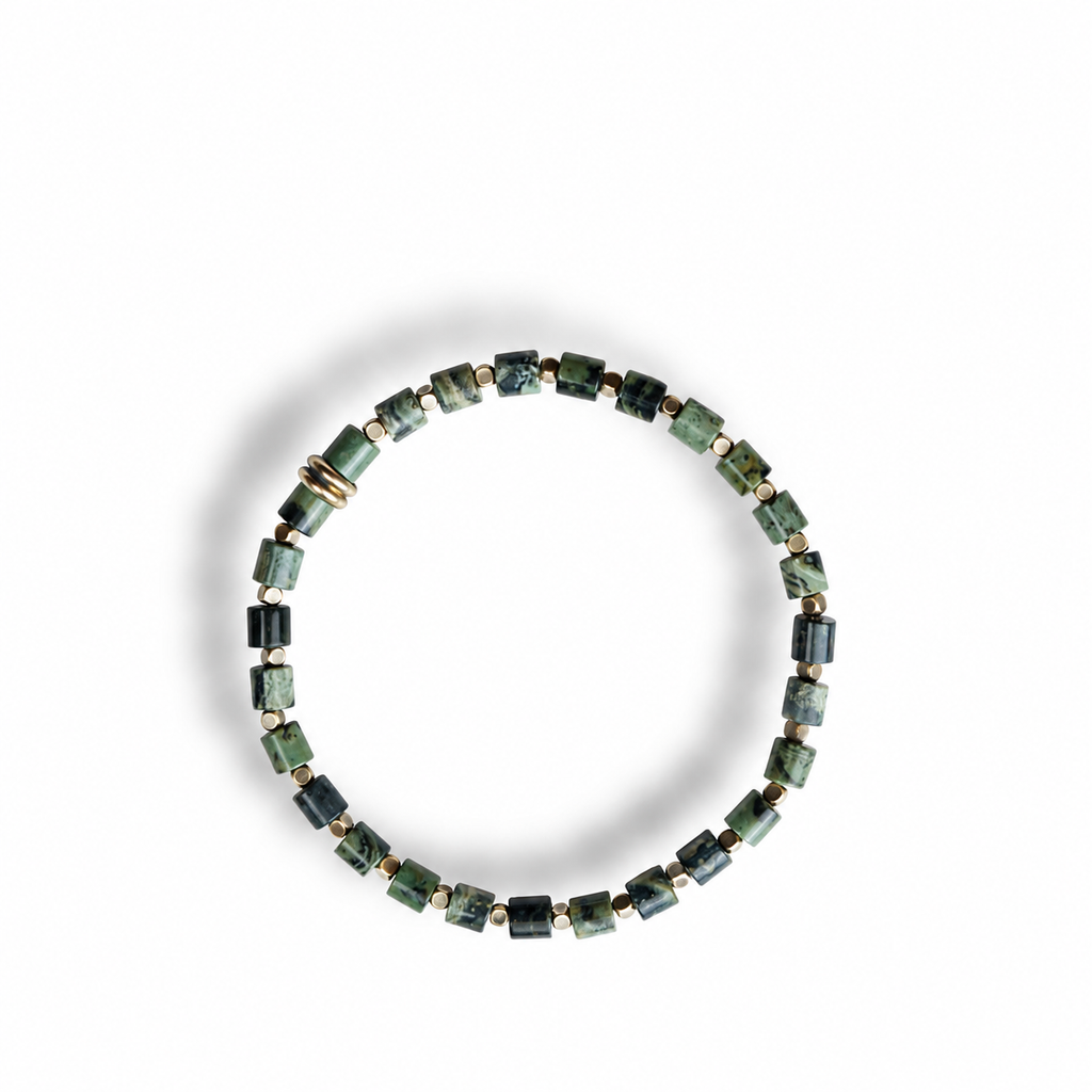 Verdant Grid — Green Square-Bead Bracelet — view 1