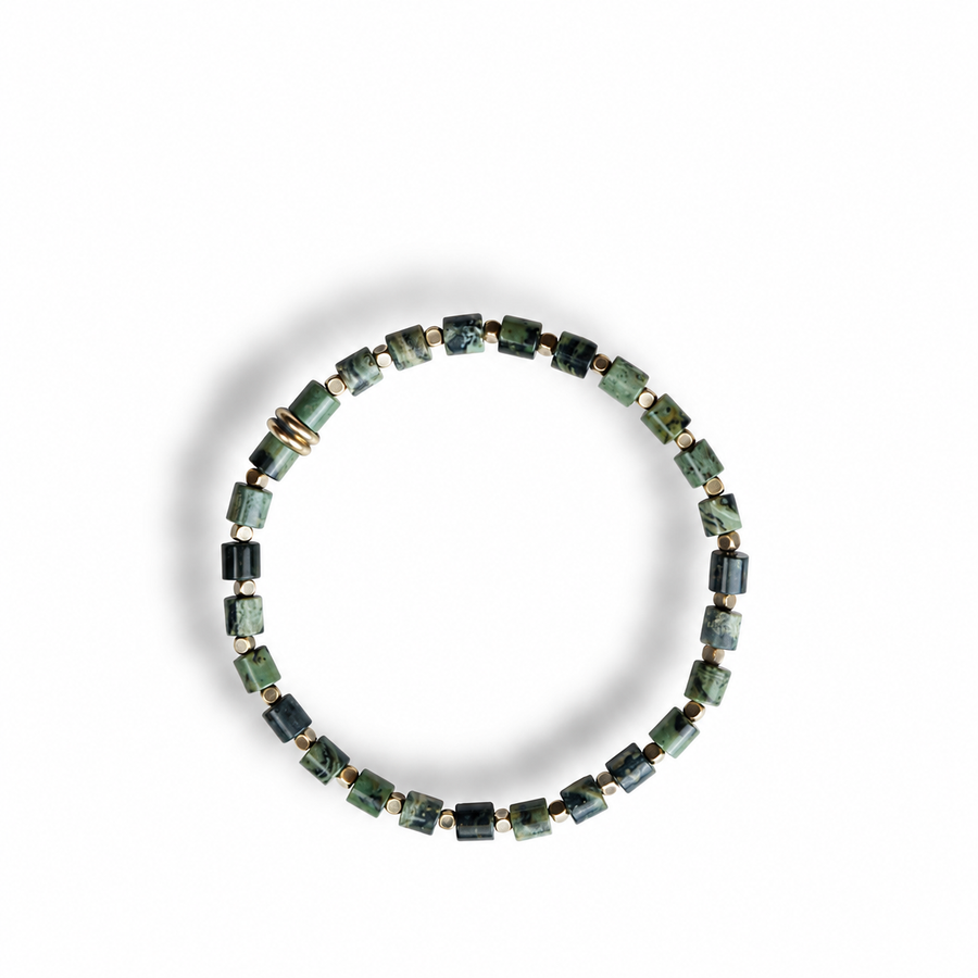Verdant Grid — Green Square-Bead Bracelet — view 1