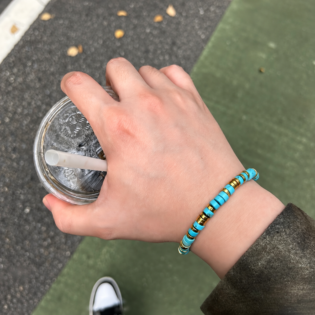 Verdant Signal — Turquoise & Gold-Tone Bracelet — view 1